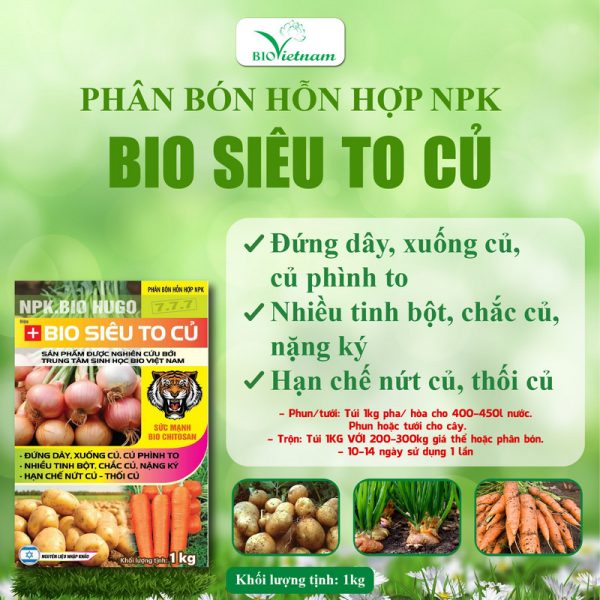 Bio Siêu To Củ – Phân Bón Hỗn Hợp NPK 7-7-7